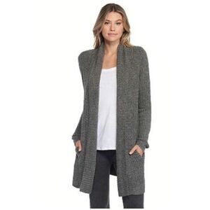 Barefoot Dreams CozyChic Luxe Cardigan Graphite Packets Open Front